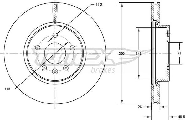 TOMEX brakes TX 72-53 - Спирачен диск vvparts.bg