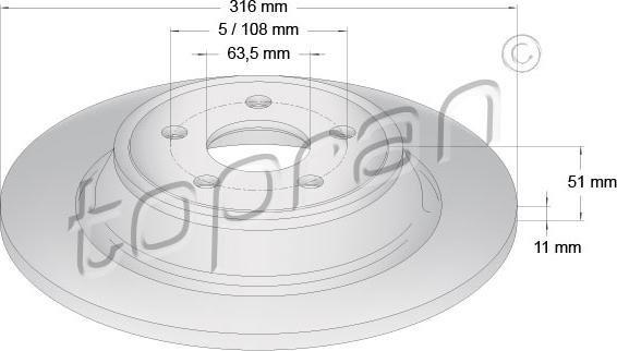 Topran 305 101 - Спирачен диск vvparts.bg