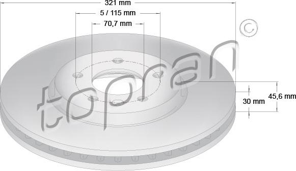 Topran 208 688 - Спирачен диск vvparts.bg