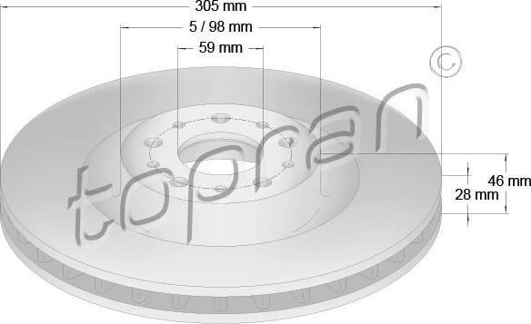 Topran 208 282 - Спирачен диск vvparts.bg