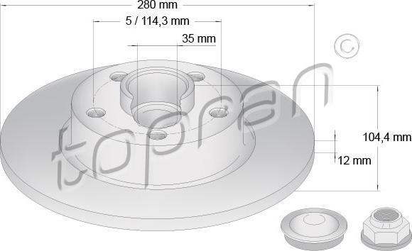 Topran 701 922 - Спирачен диск vvparts.bg