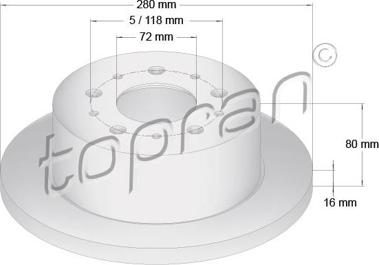 Topran 722 596 - Спирачен диск vvparts.bg