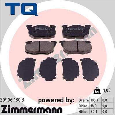 TQ 244947 - Комплект спирачно феродо, дискови спирачки vvparts.bg