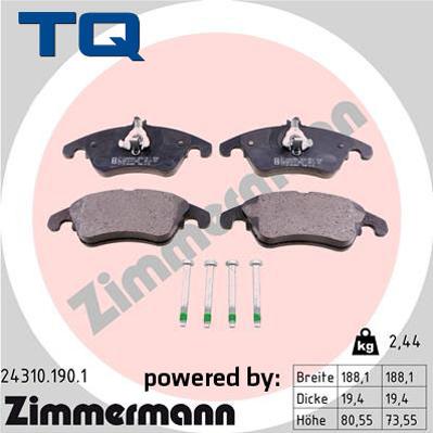 TQ 244934 - Комплект спирачно феродо, дискови спирачки vvparts.bg