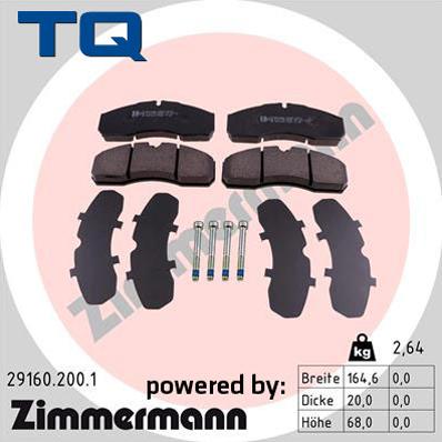 TQ 244920 - Комплект спирачно феродо, дискови спирачки vvparts.bg