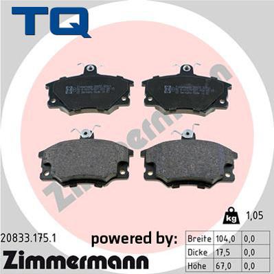 TQ 244686 - Комплект спирачно феродо, дискови спирачки vvparts.bg