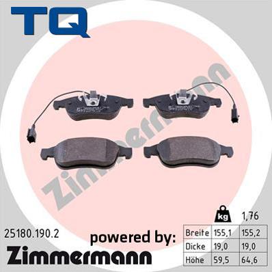 TQ 244867 - Комплект спирачно феродо, дискови спирачки vvparts.bg