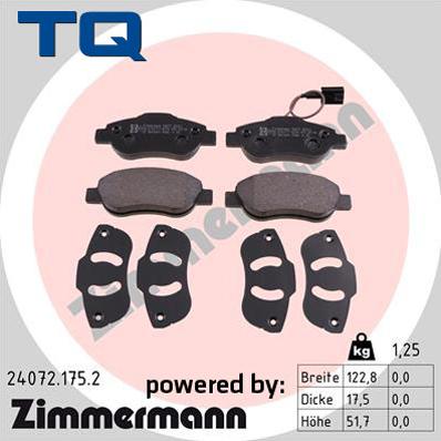 TQ 244808 - Комплект спирачно феродо, дискови спирачки vvparts.bg