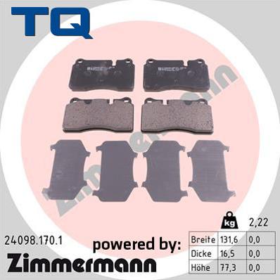 TQ 244812 - Комплект спирачно феродо, дискови спирачки vvparts.bg