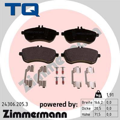 TQ 244817 - Комплект спирачно феродо, дискови спирачки vvparts.bg