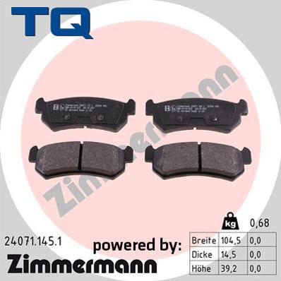 TQ 244877 - Комплект спирачно феродо, дискови спирачки vvparts.bg