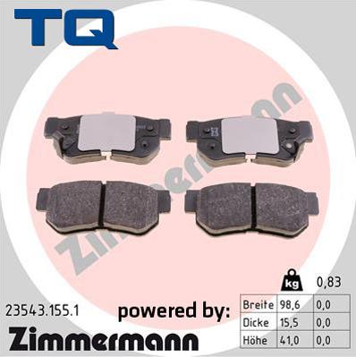 TQ 244794 - Комплект спирачно феродо, дискови спирачки vvparts.bg