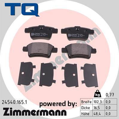 TQ 244748 - Комплект спирачно феродо, дискови спирачки vvparts.bg