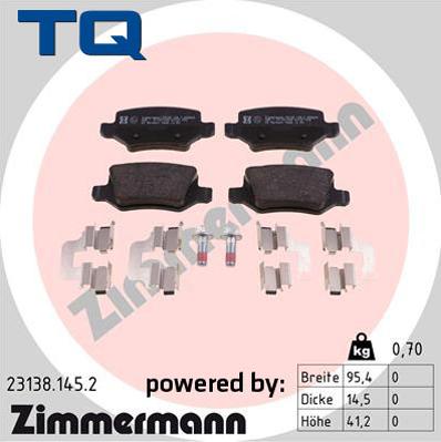 TQ 244708 - Комплект спирачно феродо, дискови спирачки vvparts.bg