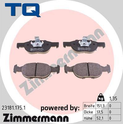 TQ 244784 - Комплект спирачно феродо, дискови спирачки vvparts.bg