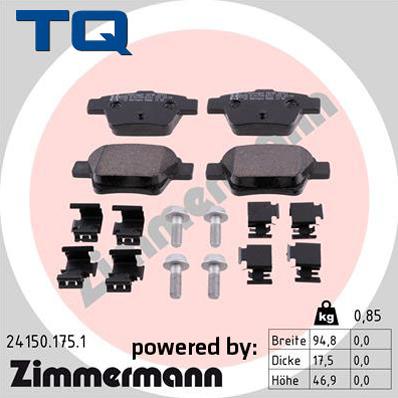 TQ 244735 - Комплект спирачно феродо, дискови спирачки vvparts.bg