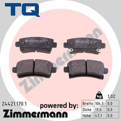 TQ 229546 - Комплект спирачно феродо, дискови спирачки vvparts.bg