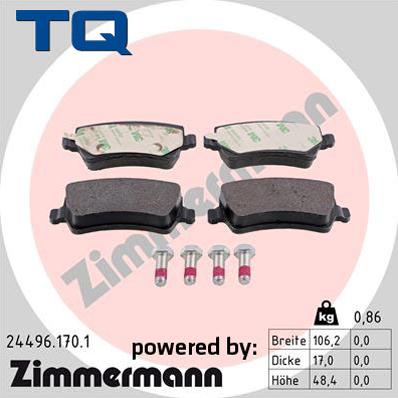 TQ 229547 - Комплект спирачно феродо, дискови спирачки vvparts.bg