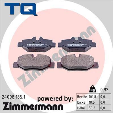 TQ 229538 - Комплект спирачно феродо, дискови спирачки vvparts.bg