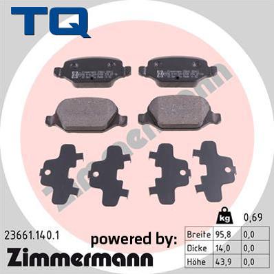 TQ 222696 - Комплект спирачно феродо, дискови спирачки vvparts.bg