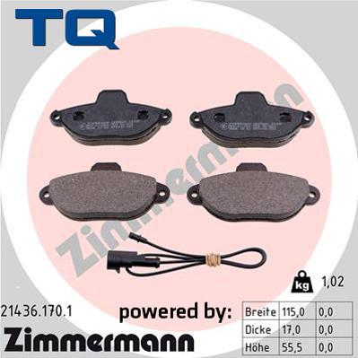 TQ 222636 - Комплект спирачно феродо, дискови спирачки vvparts.bg