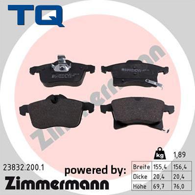 TQ TQ-BP0074 - Комплект спирачно феродо, дискови спирачки vvparts.bg