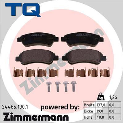 TQ 222716 - Комплект спирачно феродо, дискови спирачки vvparts.bg