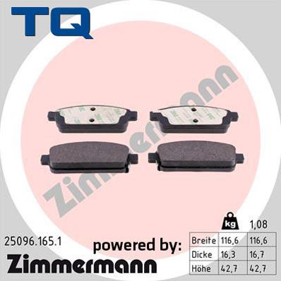 TQ 222738 - Комплект спирачно феродо, дискови спирачки vvparts.bg