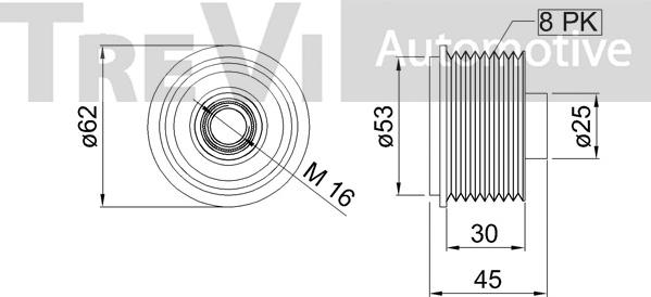 Trevi Automotive AP1068 - Ремъчна шайба, генератор vvparts.bg