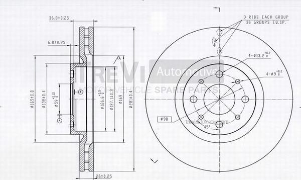 Trevi Automotive BD1099 - Спирачен диск vvparts.bg