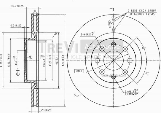 Trevi Automotive BD1095 - Спирачен диск vvparts.bg