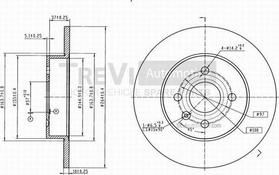 Trevi Automotive BD1065 - Спирачен диск vvparts.bg