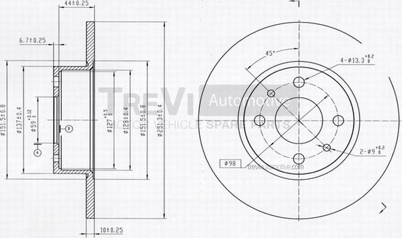 Trevi Automotive BD1005 - Спирачен диск vvparts.bg