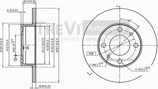 Trevi Automotive BD1008 - Спирачен диск vvparts.bg