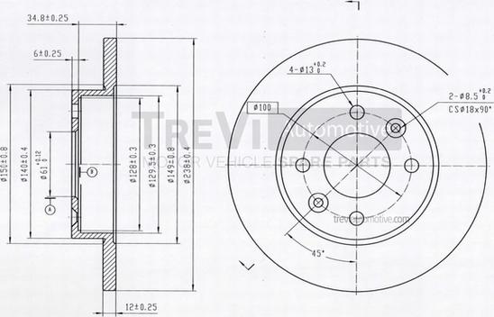 Trevi Automotive BD1002 - Спирачен диск vvparts.bg