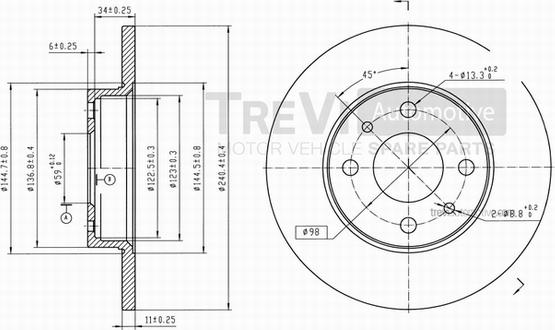 Trevi Automotive BD1015 - Спирачен диск vvparts.bg