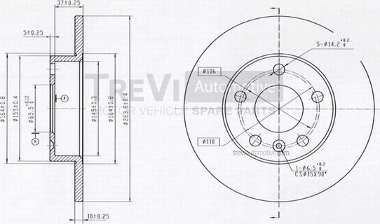 Trevi Automotive BD1035 - Спирачен диск vvparts.bg