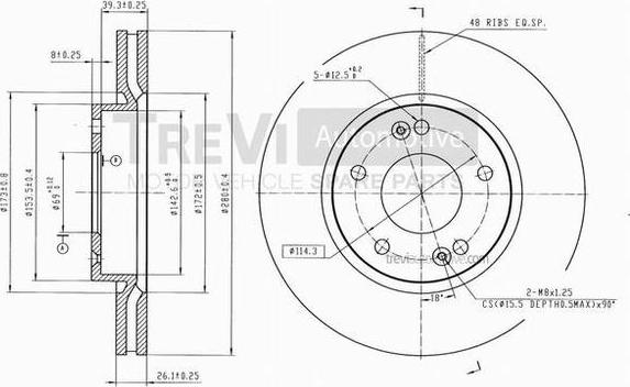 Trevi Automotive BD1191 - Спирачен диск vvparts.bg