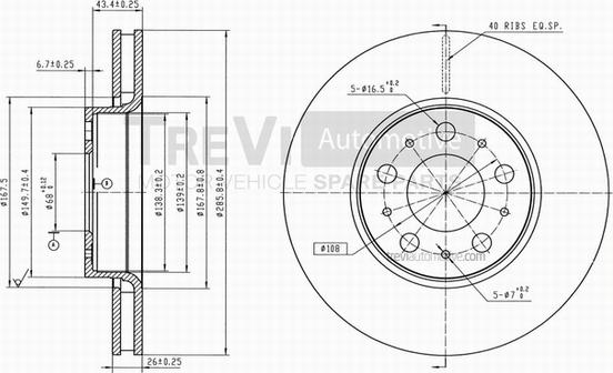 Trevi Automotive BD1144 - Спирачен диск vvparts.bg