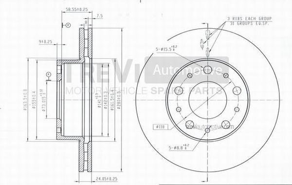 Trevi Automotive BD1157 - Спирачен диск vvparts.bg