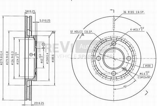 Trevi Automotive BD1109 - Спирачен диск vvparts.bg