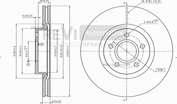 Trevi Automotive BD1184 - Спирачен диск vvparts.bg