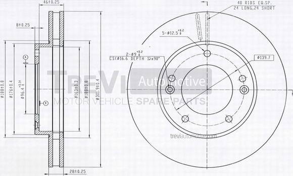 Trevi Automotive BD1188 - Спирачен диск vvparts.bg