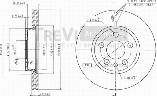 Trevi Automotive BD1133 - Спирачен диск vvparts.bg