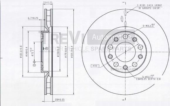 Trevi Automotive BD1176 - Спирачен диск vvparts.bg