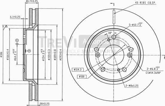 Trevi Automotive BD1242 - Спирачен диск vvparts.bg