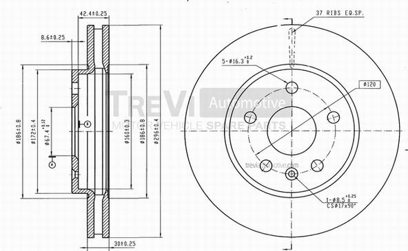 Trevi Automotive BD1247 - Спирачен диск vvparts.bg