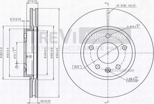 Trevi Automotive BD1255 - Спирачен диск vvparts.bg