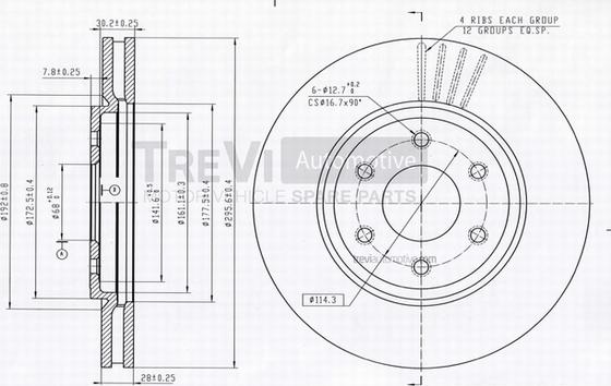 Trevi Automotive BD1256 - Спирачен диск vvparts.bg