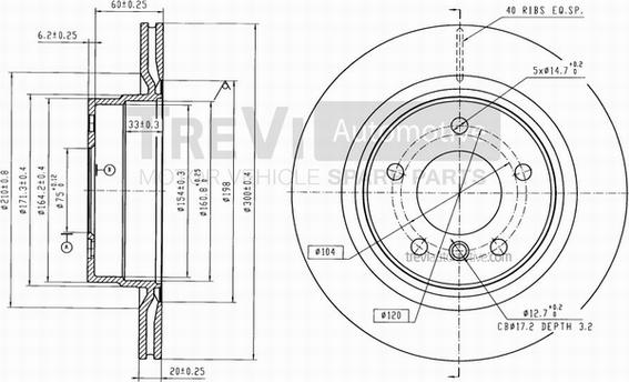 Trevi Automotive BD1204 - Спирачен диск vvparts.bg